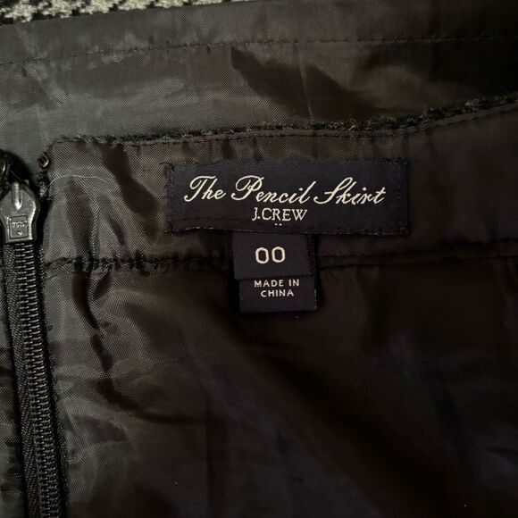 J.Crew Black & Gray Houndstooth Wool Pencil Skirt | Sz 00 | EUC - Picture 8 of 8